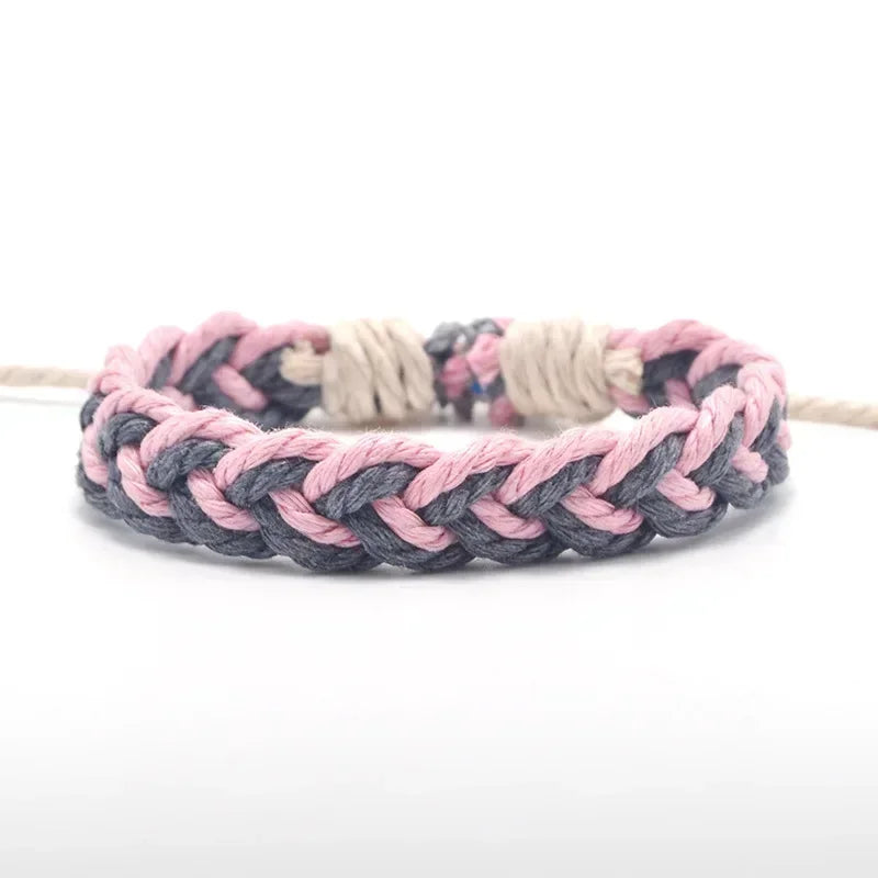 Retro Wave Rope Bracelet Men Colorful Braided Handmade Rope Wrap Adjustable Length Bracelets & Bangles Male Gift