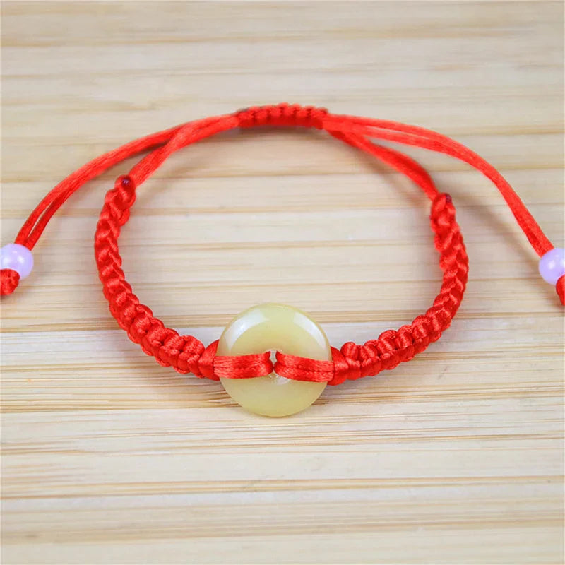 Mini Fashion Four-leaf Clover Red Thread String Bracelet Lucky Red Handmade Rope Charm Bracelet For Women Men Jewelry