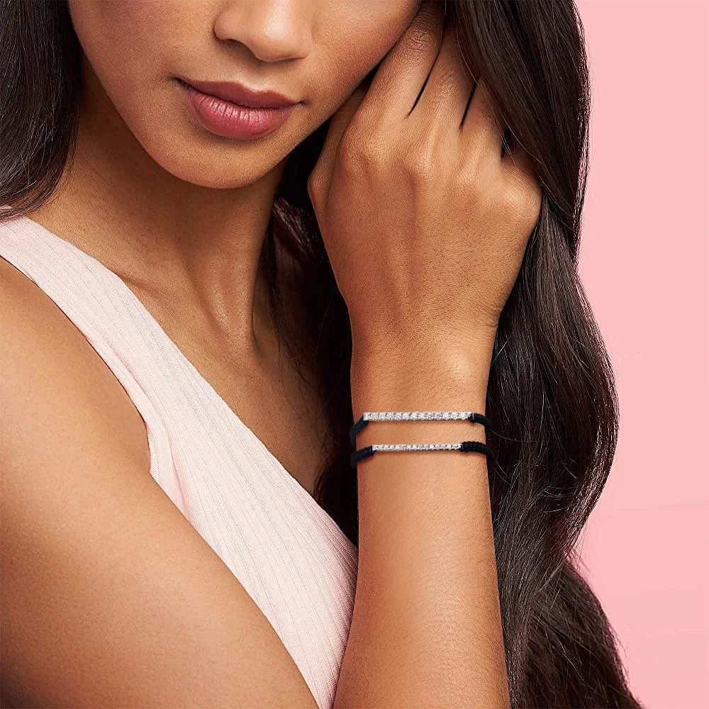 Gourch 2/3mm Adjustable Braided Rope Moissanite Bracelet Lab Grown 925 Sterling Silver Fine Jewelry for Women Men Party Gift